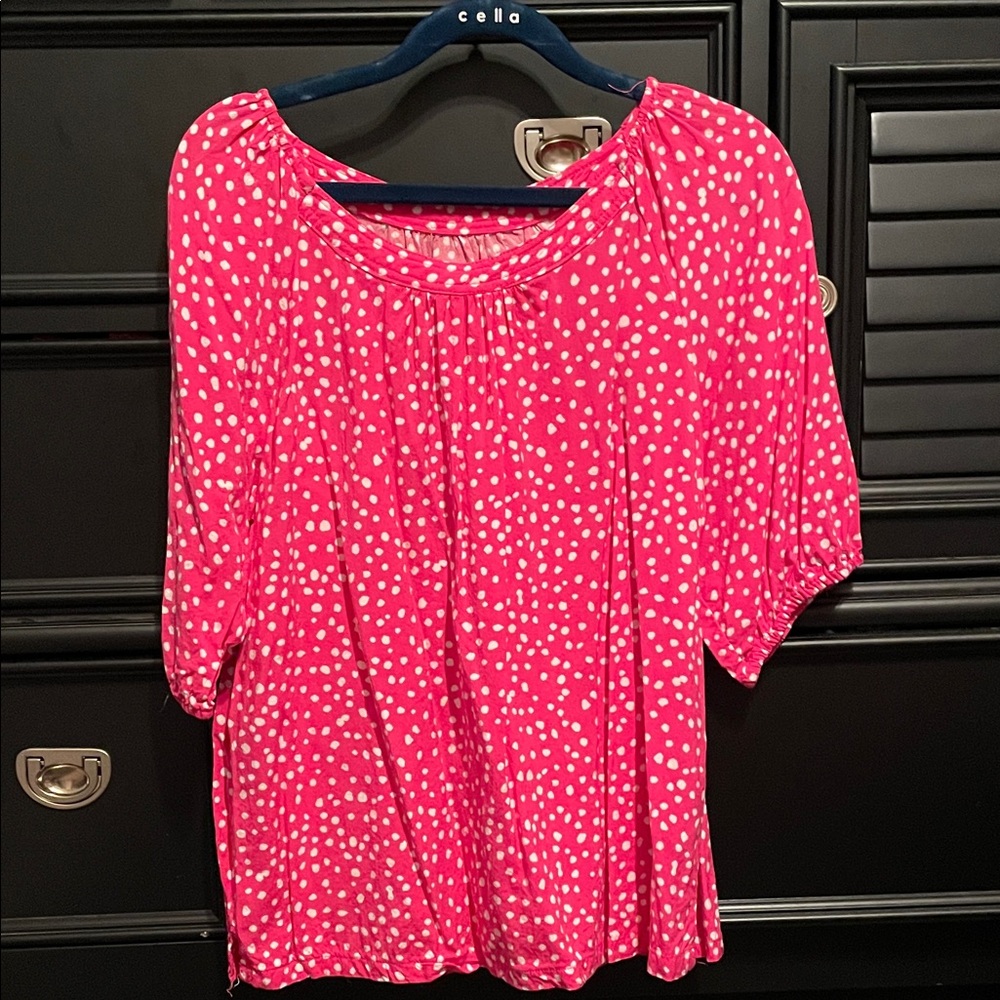 Pink and White Polka Dot Blouse